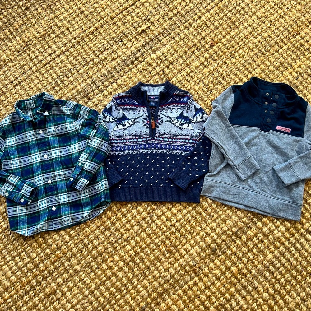 Vineyard vines sweater, pullover and button up